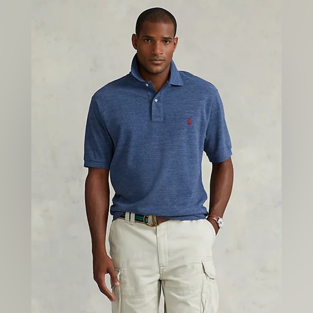 Polo Ralph Lauren Custom Slim Fit Solid Mesh Polo Shirt